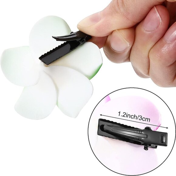 2 Pieces Plumeria Flower Hair Clips Hawaiian Foam Flower Clips - Picture 4 of 7